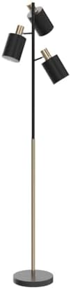 Globe Electric 67354 67 3-Light Track Tree Lamp Matte Black Brass