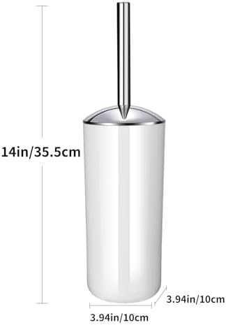 Blwan White Toilet Brush with Stainless Steel Holder 2 Pack