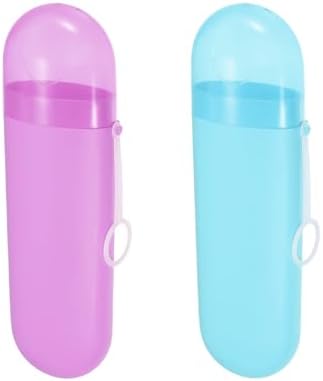 2 Pack YKuzLx Toothbrush Travel Case with Ventilation Hole - Purple Blue