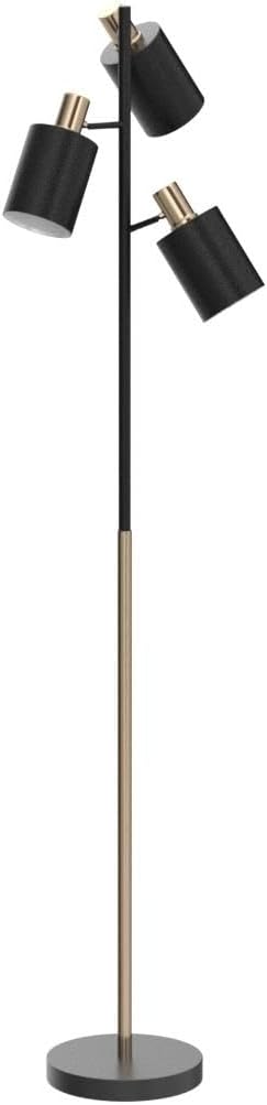 Globe Electric 67354 67 3-Light Track Tree Lamp Matte Black Brass
