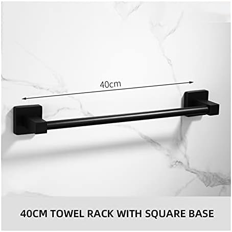 BOCbco 40Cm Round Black Towel Bar Wall Mounted