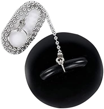Bathroom Sink Drain Stopper with Chain Rubber Plug 1