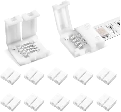 10Packs 4-Pin RGB LED Strip Connectors 10mm Solderless Adapter