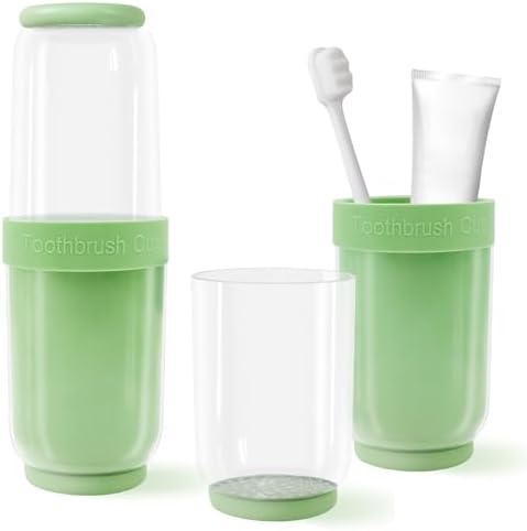 Toothbrush Cup with Cover Travel Case for Brush and Accessories