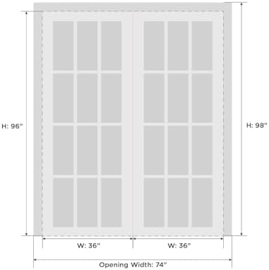 SARTODOORS French Double Panel Lite Doors 72x96 with Hardware 1