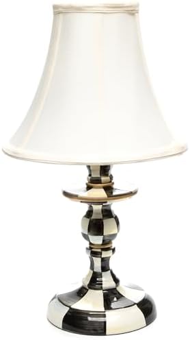 MacKenzie-Childs Candlestick Lamp with Black-and-White Courtly Check