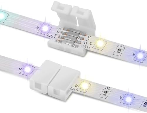 10Packs 4-Pin RGB LED Strip Connectors 10mm Solderless Adapter