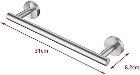 Bathroom Towel Rail Rack with Wall Mount and Hooks - Silver