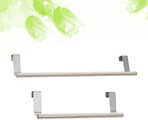 Gadpiparty 2Pcs Stainless Steel Door Towel Bar Hanger Durable Space-Saving