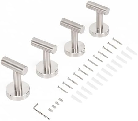 Livabber 4 Pack Brushed Nickel Towel Hooks