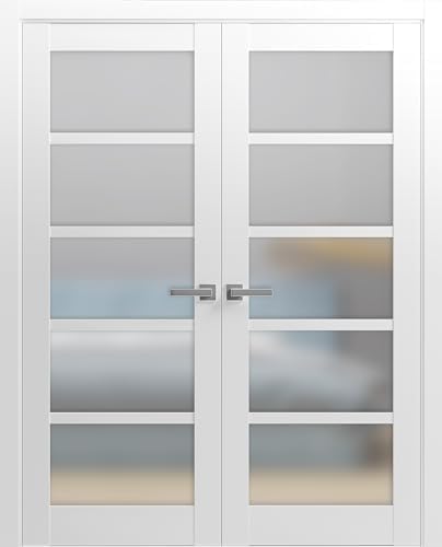 SARTODOORS French Double Panel Lite Doors 72x96 with Hardware 1