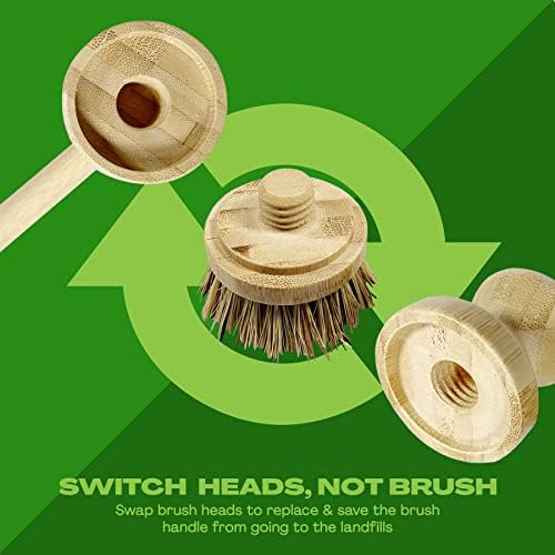 JuneLily Sisal Coconut Dish Brush Heads 2-Pack