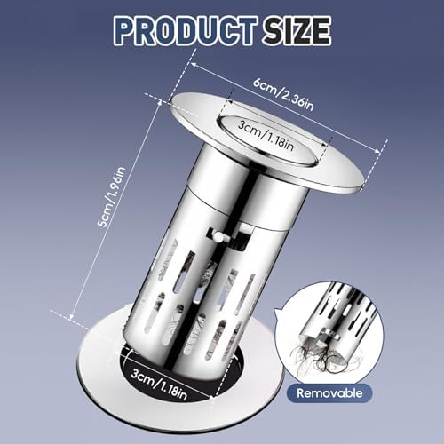 PETUPS Bathroom Sink Drain Strainer with Pop Up Mechanism