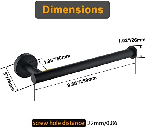 Nolimas 9 Inch Matte Black Towel Holder for Bathroom and Kitchen