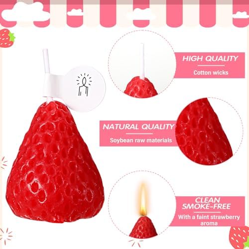 MTLEE 12 Pcs Strawberry Scented Soy Wax Candles