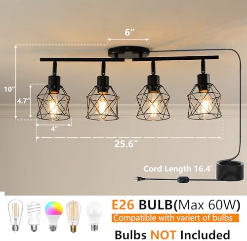 Vivihobb Dimmable 4 Light Plug-in Ceiling Light
