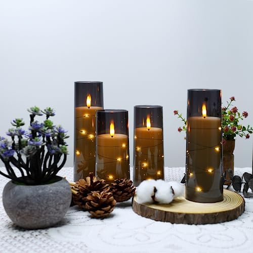 Flameless LED Candles with Timer 5 Pack Grey 1