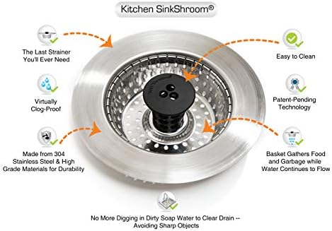 SinkShroom Clog-Free Sink Strainer Basket with Stopper 1
