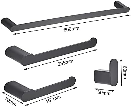 BOCbco Matt Black Towel Rail Bathroom Hardware Set