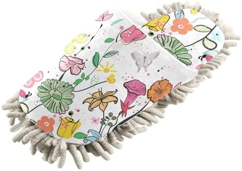 Kigai Microfiber Slippers with Cute Flowers for Floor Cleaning 1