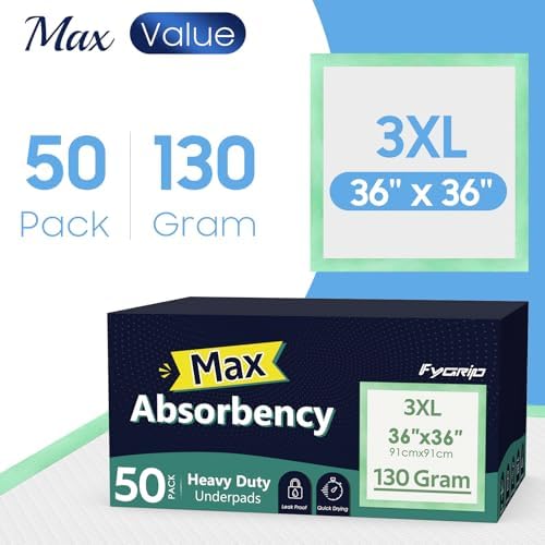 FYGRIP 50 Count Hospital Grade Disposable Bed Pads
