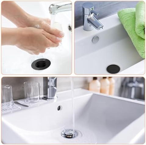 AURUZA 4 Pack Universal Sink Stopper Black