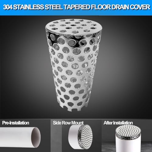 2-Pack 304 Stainless Steel Floor Drain Covers with Hair Catcher 1