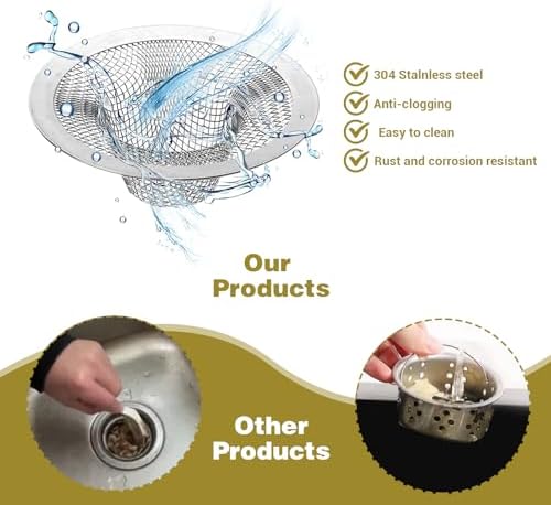 Heclia 5pcs Tub Drain Hair Catcher Silver 1