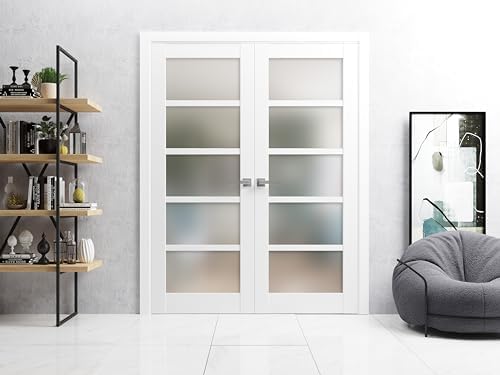 SARTODOORS French Double Panel Lite Doors 72x96 with Hardware 1