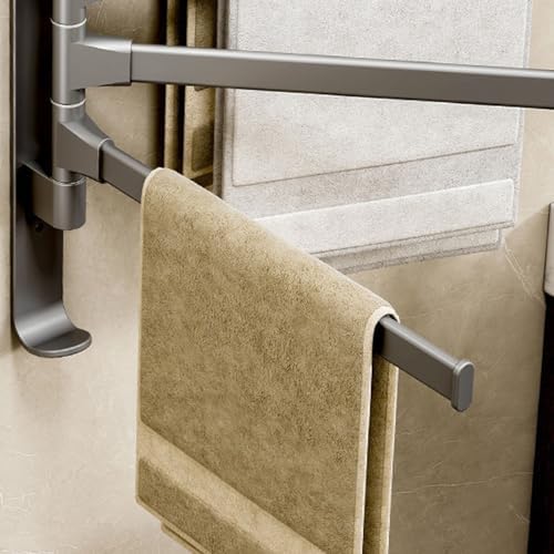 4 Arm Swivel Towel Rack with Hook Rustproof and Space Saving