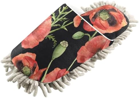 Sinestour Poppies Mop Slippers for Floor Cleaning 1