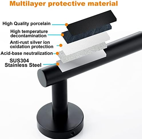 Nolimas 9 Inch Matte Black Towel Holder for Bathroom and Kitchen