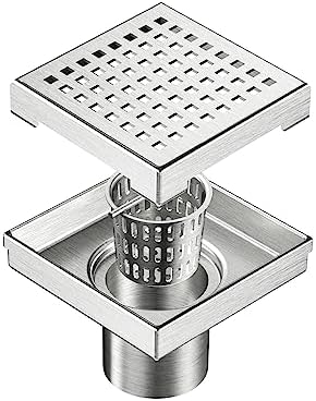 Neodrain 4-Inch Square Shower Drain with Hair Strainer