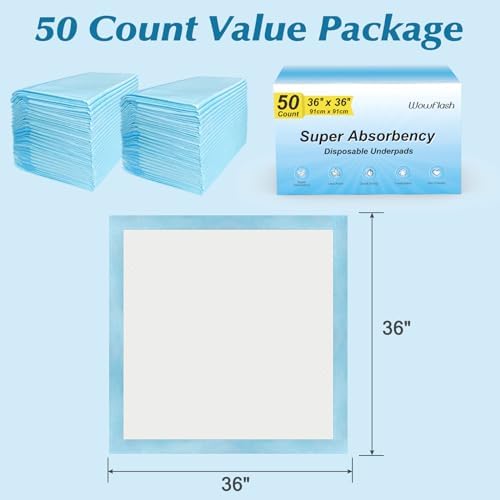 50 Count Super Absorbent Disposable Underpads for Baby Puppy and Adults
