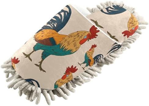 Sinestour Roosters Mop Slippers for Floor Cleaning