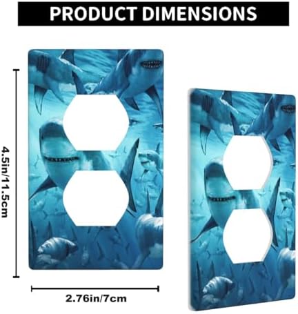 Pznen Shark Themed Wall Plate Cover 1-Gang