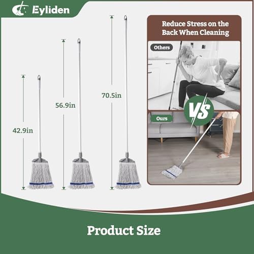 Eyliden Heavy Duty String Mops with 2 Reusable Heads