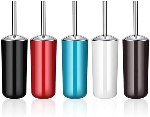 Blwan White Toilet Brush with Stainless Steel Holder 2 Pack