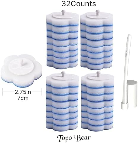 Topo Bear Toilet Brush Holder with 72 Refills and Fresh Scent