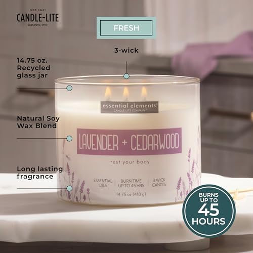 Essential Elements Scented Jar Candle Lavender Cedarwood 1475 oz