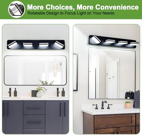 Torondo 4-Light Matte Black Vanity Light Over Mirror