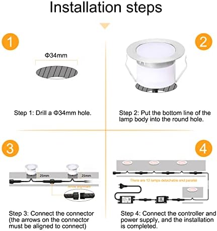Sumaote 10pcs LED Deck Light Kit - WiFi Smart RGBW Recessed Landscape Lighting