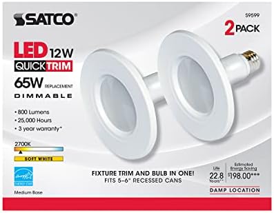 Satco S9599 LED Downlight 12W 6 Trim Warm White Dimmable