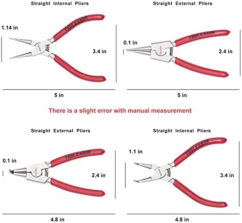 TOOLEAGLE 4 Pcs Snap Ring Pliers Set Heavy Duty