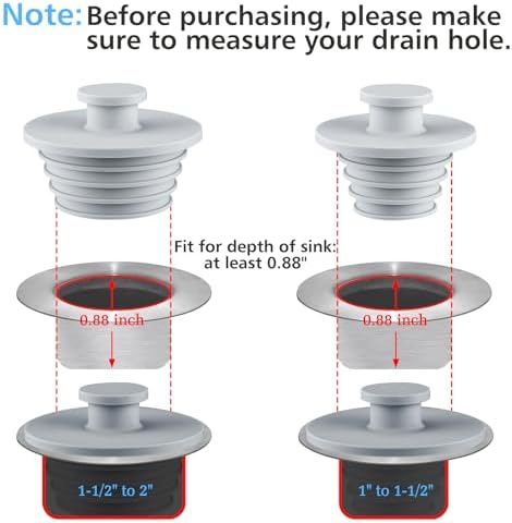 Aluvor 2pcs Silicone Bathtub Sink Stopper