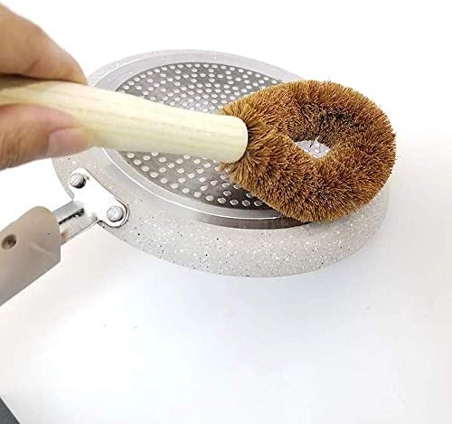 4 pk Natural Wooden Dish Scrubber with Bamboo Handle 1