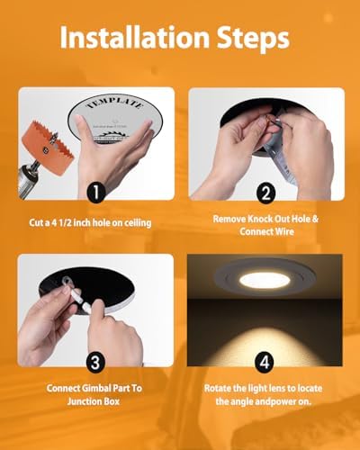 POPANU 4 Inch LED Rechargeable Recessed Light 6 Pack