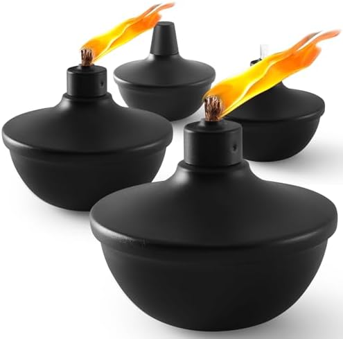 4 Pack Metal Table Top Torches with Refillable Fuel