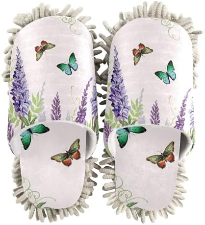 Sinestour Summer Flowers Mop Slippers for Cleaning