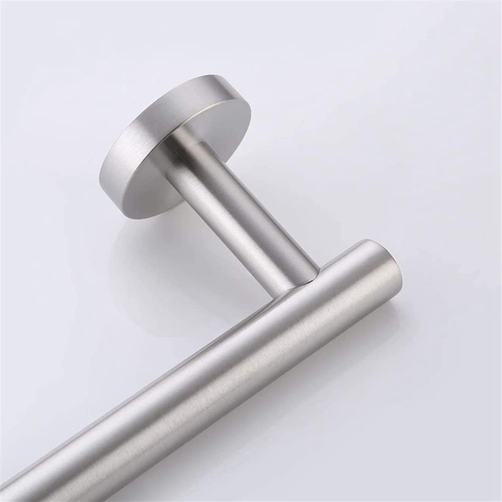 Bathroom Towel Rail Rack with Wall Mount and Hooks - Silver
